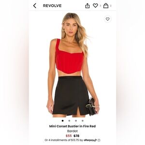 Cropped mini red corset bustier